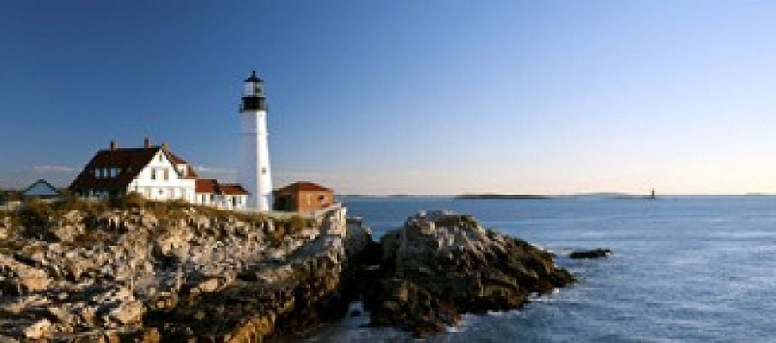 Lighthouse on the coast Portland Head Lighthouse Ram Island Ledge Light Portland Cumberland County Maine USA Canvas Art - Panoramic Images (15 x 7)