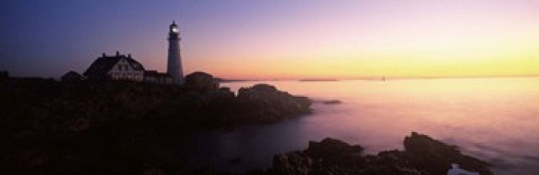 Lighthouse on the coast Portland Head Lighthouse built 1791 Cape Elizabeth Cumberland County Maine USA Canvas Art - Panoramic Images (18 x 6)
