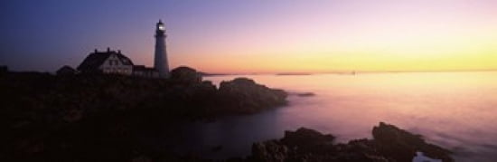 Lighthouse on the coast Portland Head Lighthouse built 1791 Cape Elizabeth Cumberland County Maine USA Canvas Art - Panoramic Images (36 x 12)