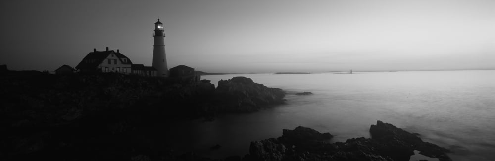 Lighthouse on the coast Portland Head Lighthouse built 1791 Cape Elizabeth Cumberland County Maine USA Canvas Art - Panoramic Images (6 x 18)
