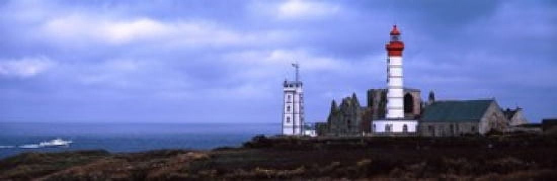 Lighthouse on the coast Saint Mathieu Lighthouse Finistere Brittany France Canvas Art - Panoramic Images (18 x 6)