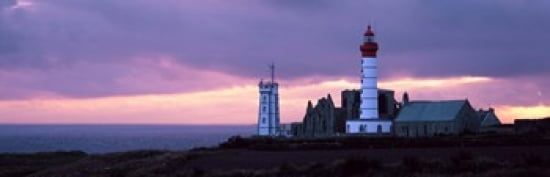 Lighthouse on the coast Saint Mathieu Lighthouse Finistere Brittany France Canvas Art - Panoramic Images (36 x 12)