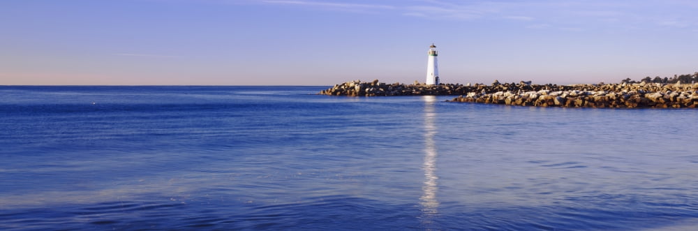 Lighthouse on the coast Walton Lighthouse Santa Cruz California USA Canvas Art - Panoramic Images (6 x 18)