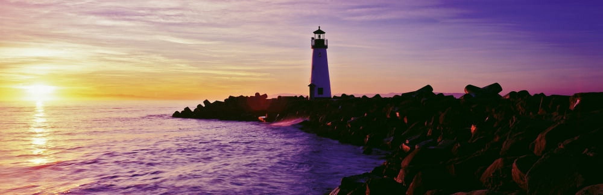 Lighthouse on the coast at dusk Walton Lighthouse Santa Cruz California USA Canvas Art - Panoramic Images (27 x 9)