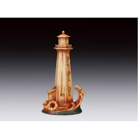 Lighthouse with Waves Wood Like Figurine