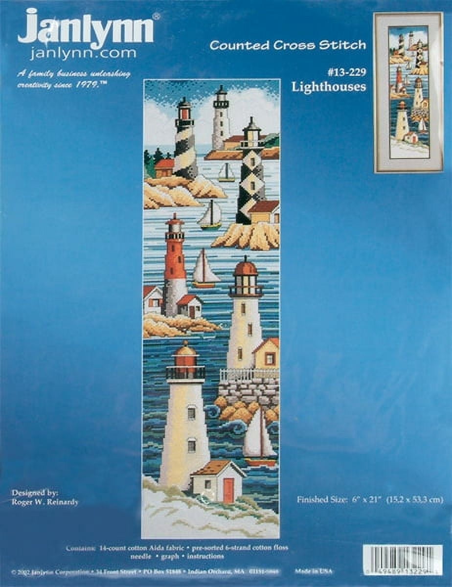 Lighthouses Counted Cross Stitch Kit-6"X21" 14 Count, Pk 1, Janlynn