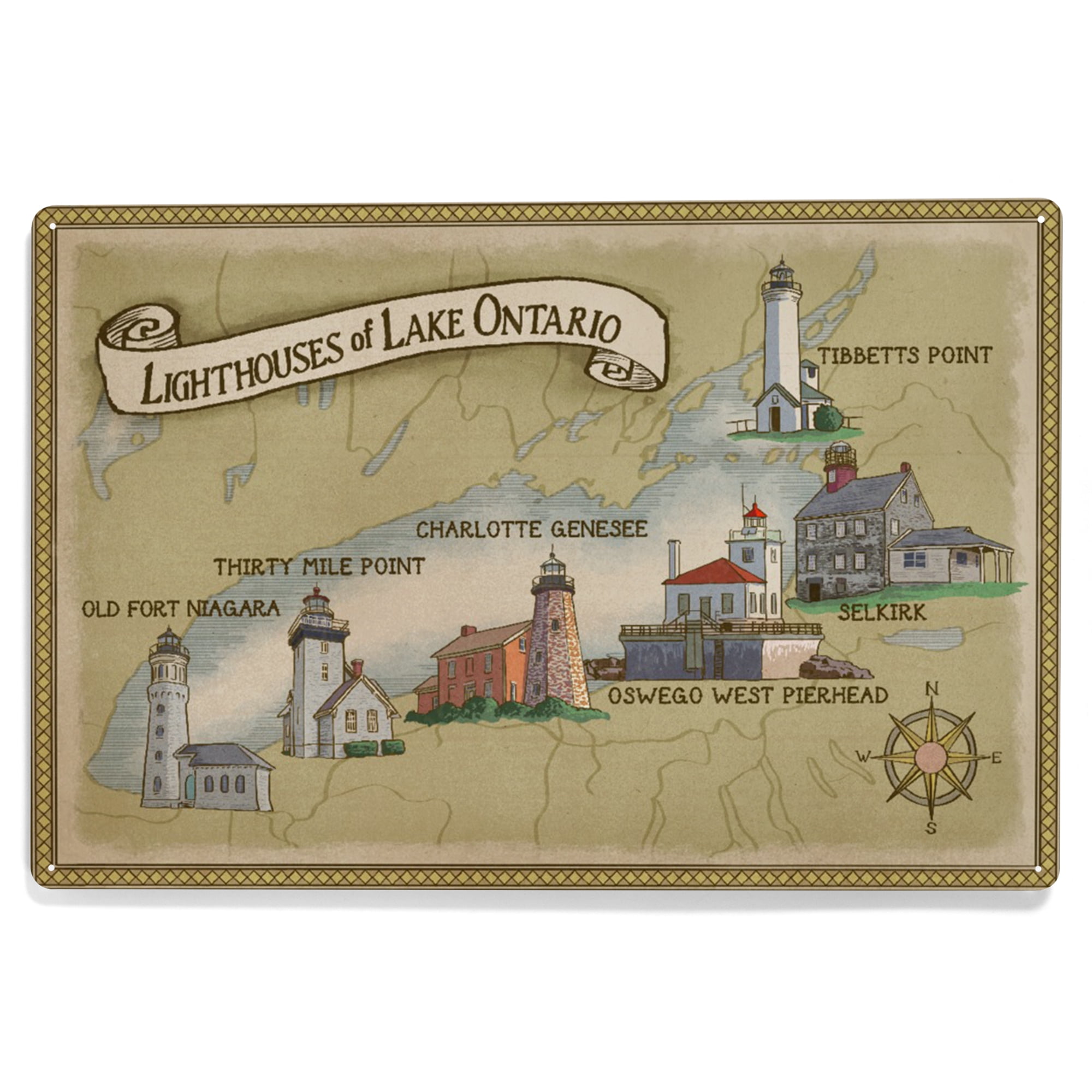 Lighthouses of Lake Ontario (12x18 Aluminum Art, Indoor Outdoor Metal ...