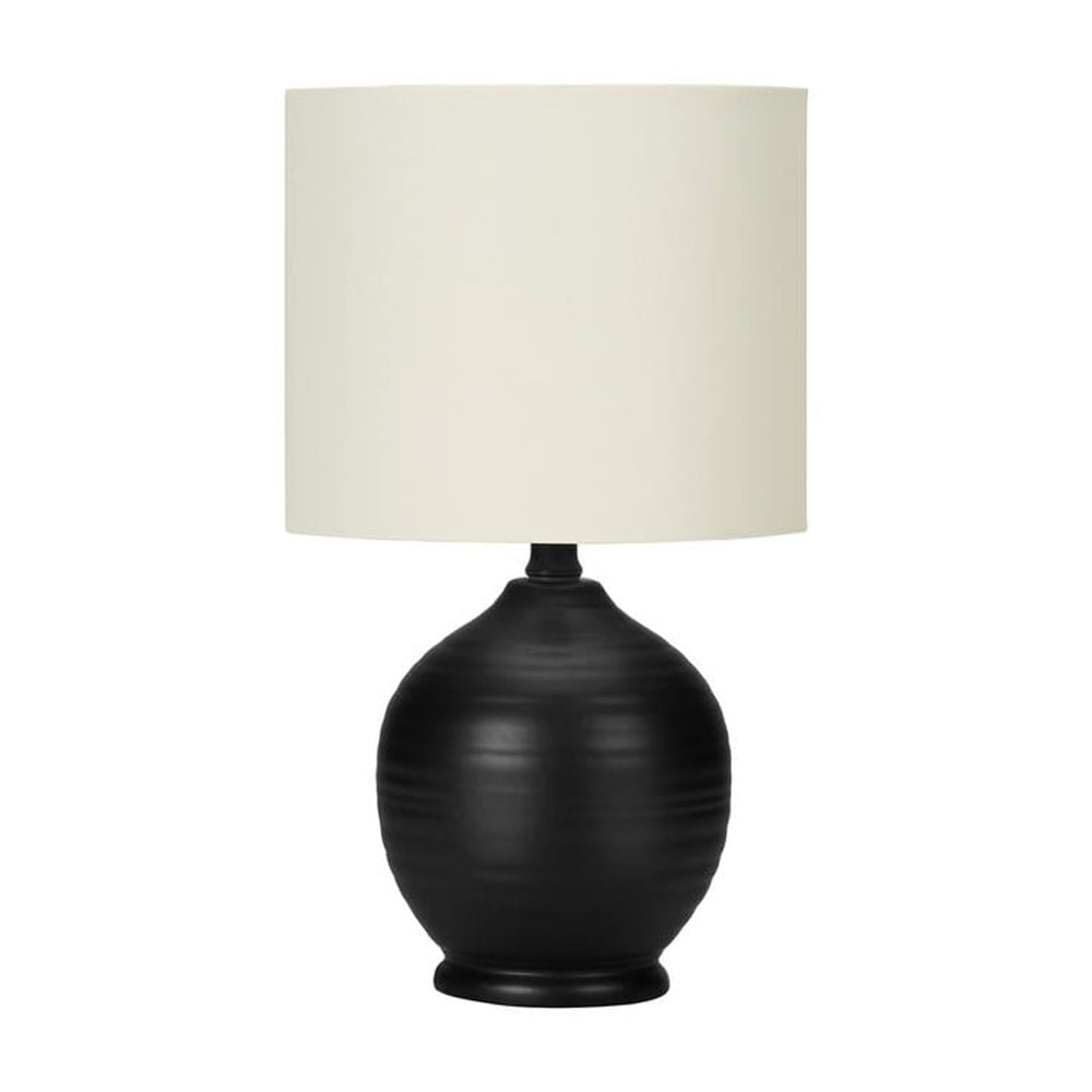Lighting - 17"h Table Lamp - Black Ceramic Base - Ivory Shade - Transitional