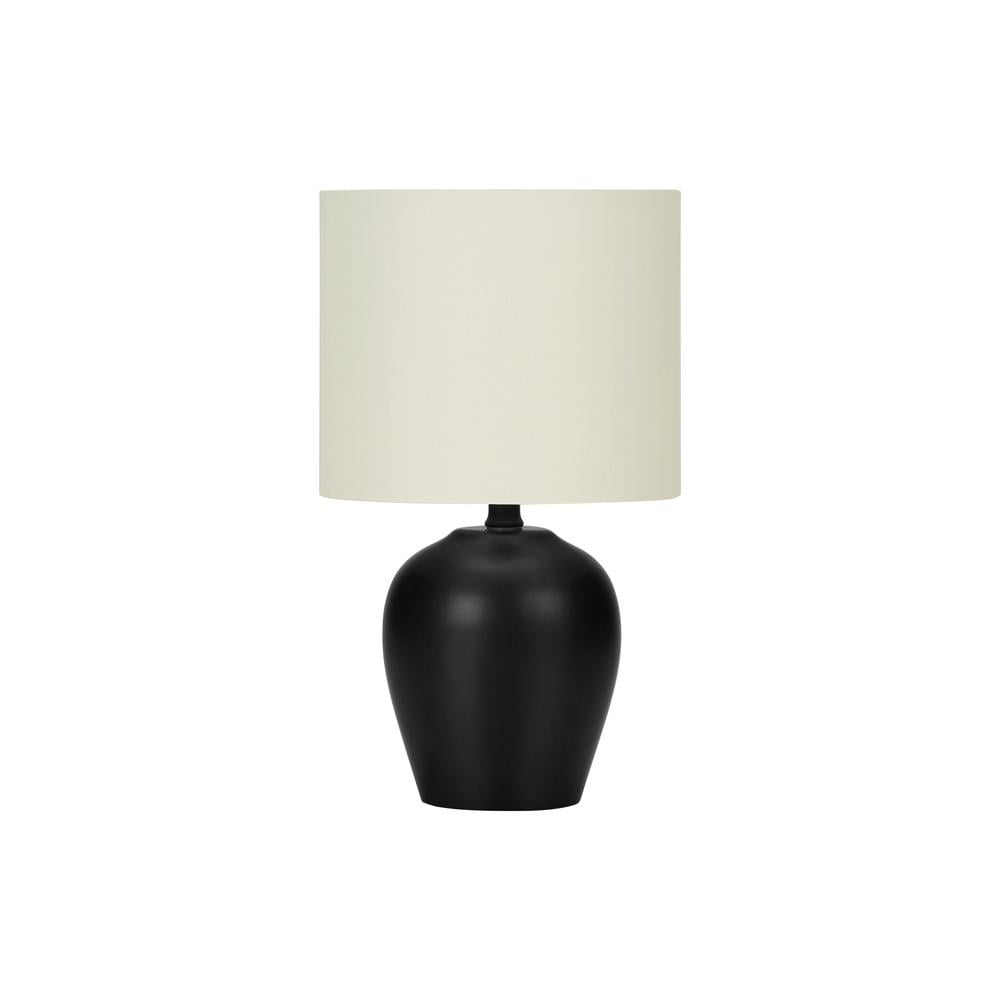 Lighting, 17"H, Table Lamp, Black Ceramic, Ivory / Cream Shade, Transitional