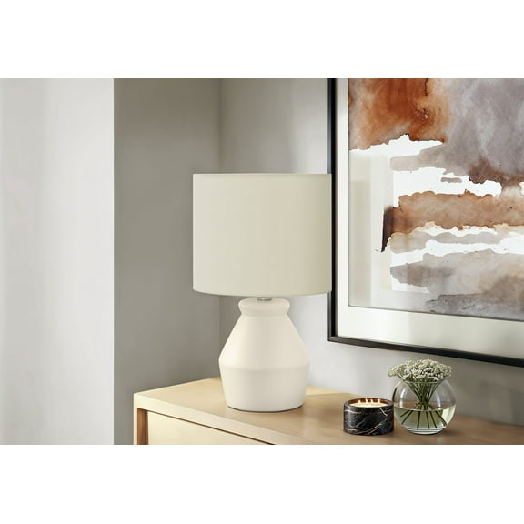 Lighting, 17"H, Table Lamp, Cream Ceramic, Ivory / Cream Shade, Modern