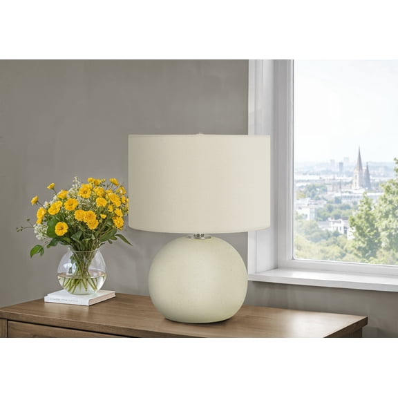 Lighting - 18"h Table Lamp - Ivory Shade - Cream Ceramic - Contemporary