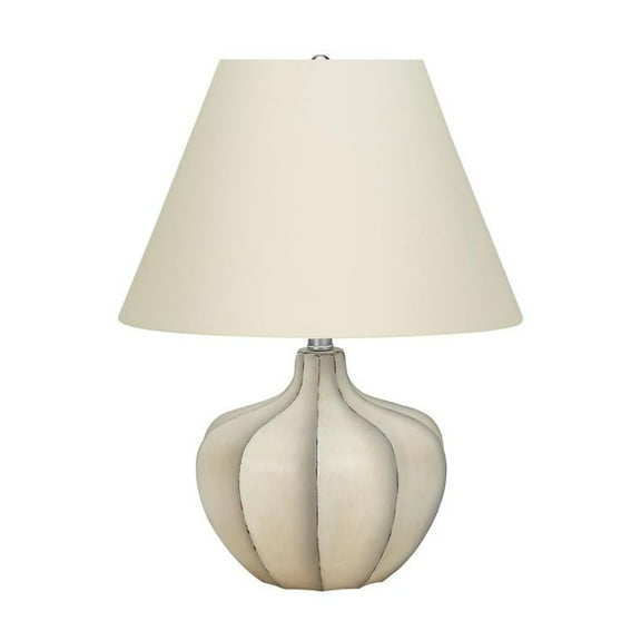 Lighting - 21"h Table Lamp - Cream Resin Base - Ivory Shade - Transitional Style
