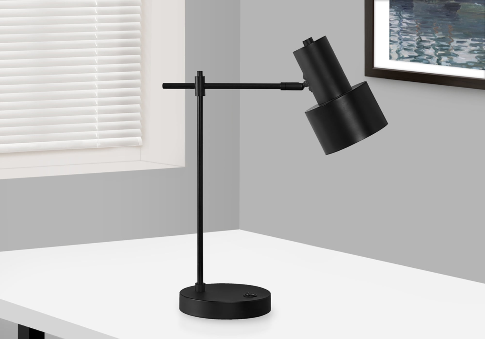 Adjustable Black Metal Desk Lamp with USB Port