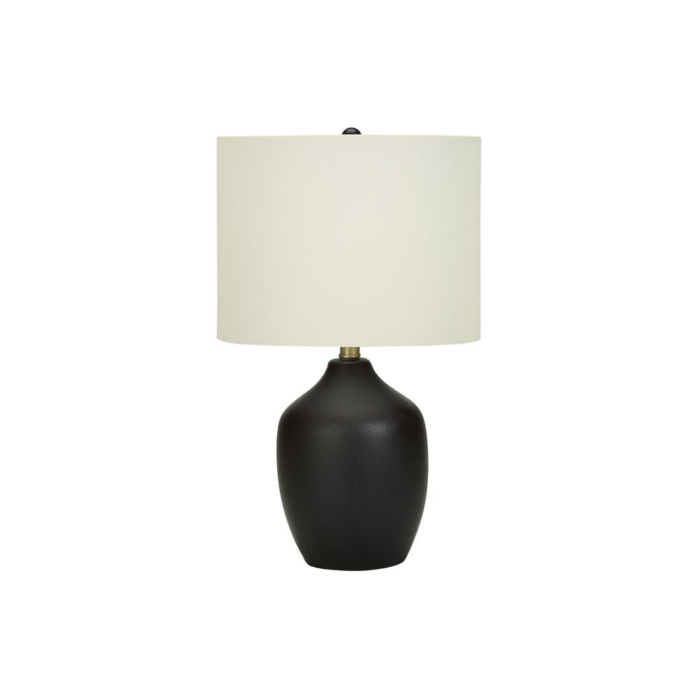 Black Ceramic Table Lamp with Ivory Linen Shade