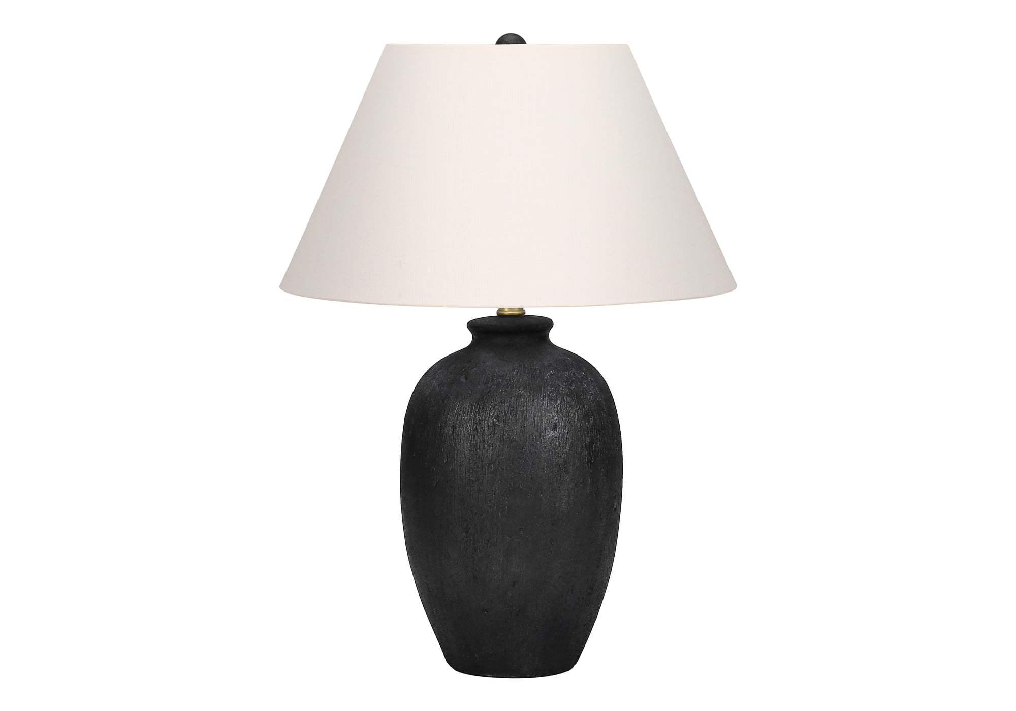Modern Black Ceramic Table Lamp with Ivory Linen Shade