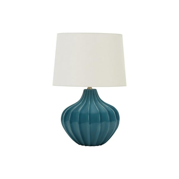 Open Box Lighting, 24"H, Table Lamp, Blue Ceramic, Ivory / Cream Shade, Transitional