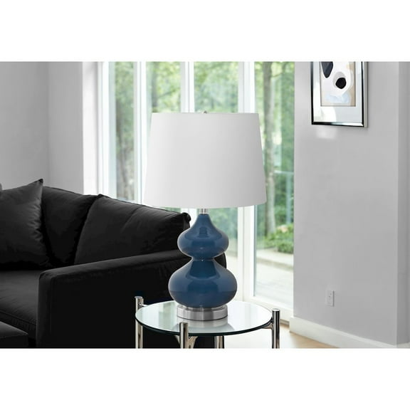 Lighting - 24"H - Table Lamp - Blue Glass - Ivory Shade - Contemporary