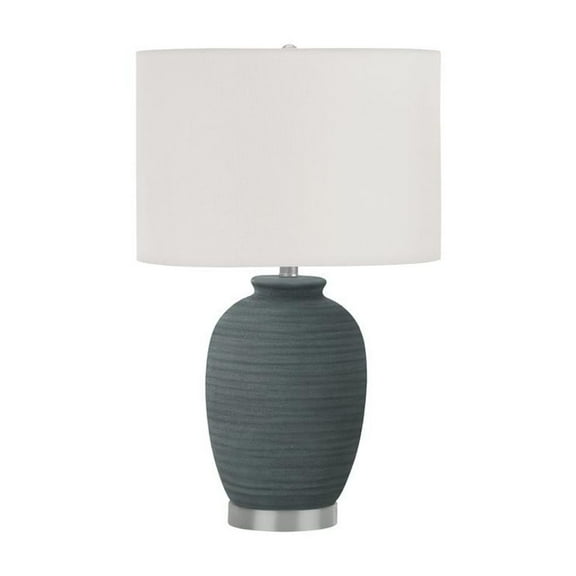 Lighting, 24"H, Table Lamp, Blue Ceramic, Ivory / Cream Shade, Contemporary