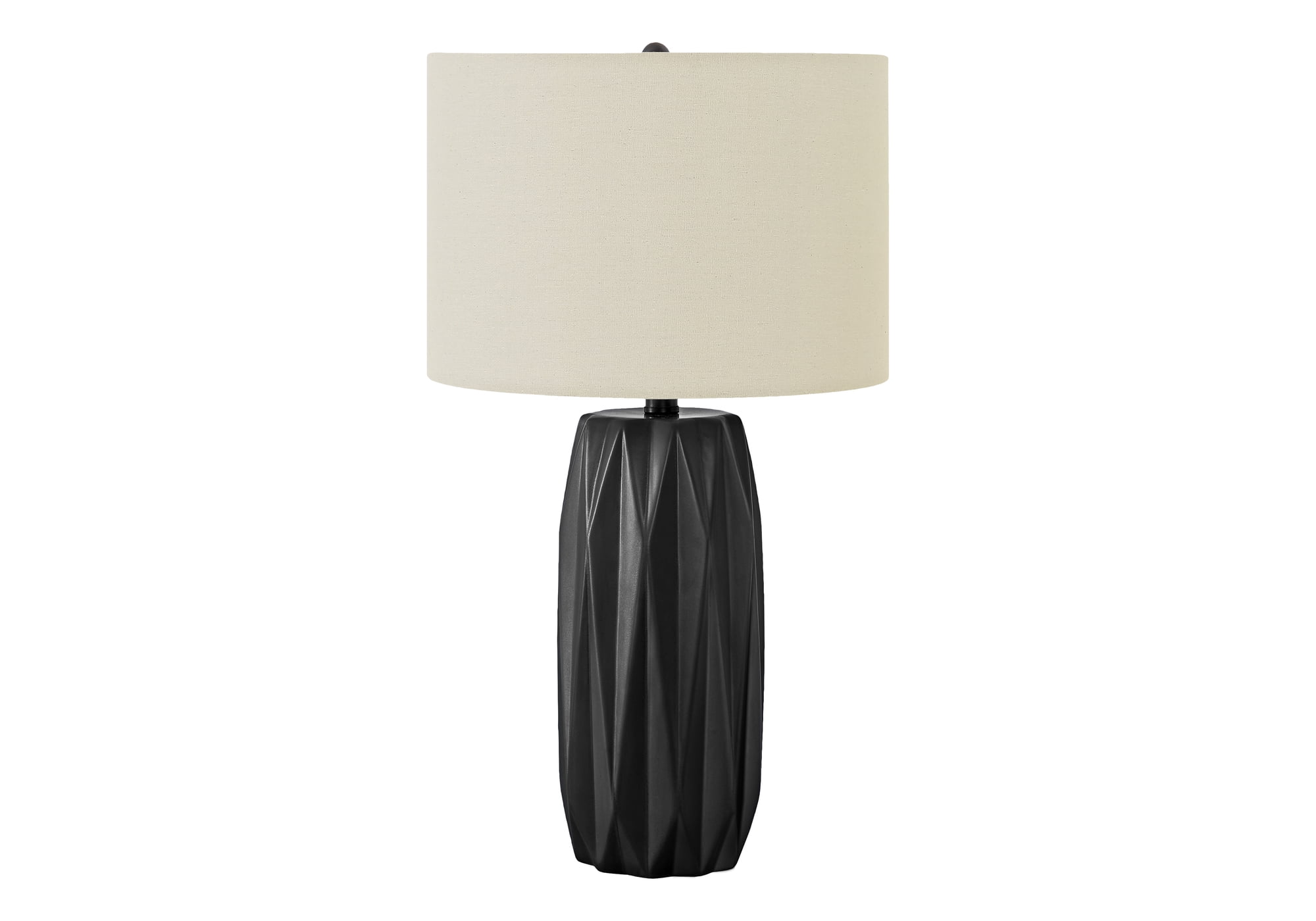 25" Black Ceramic Table Lamp with Ivory Linen Shade