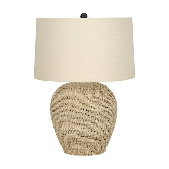 Open Box Lighting, 25"H, Table Lamp, Rattan, Beige Shade, Transitional