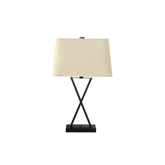 Lighting, 25"H, Table Lamp, Usb Port Included, Black Metal, Beige Shade, Transitional