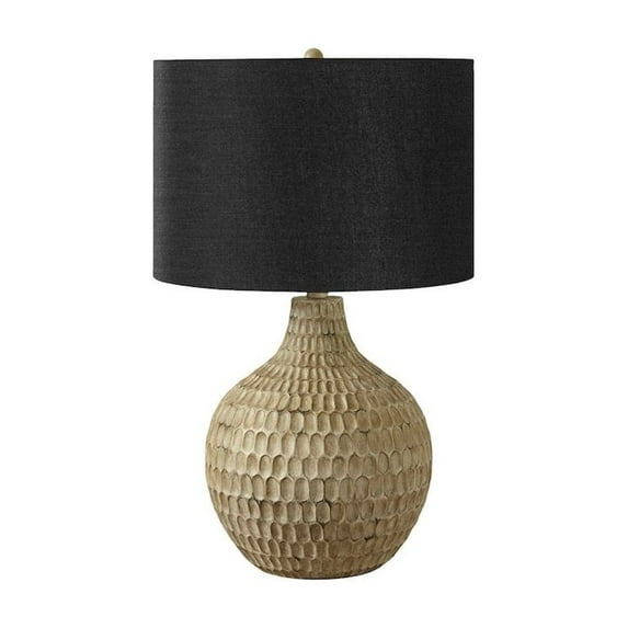 Lighting, 25"H, Table Lamp, Black Shade, Brown Resin, Contemporary