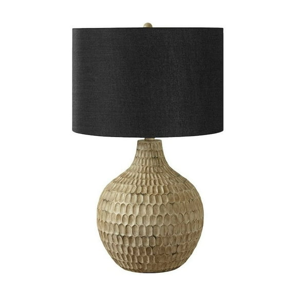 Lighting, 25"H, Table Lamp, Black Shade, Brown Resin, Contemporary