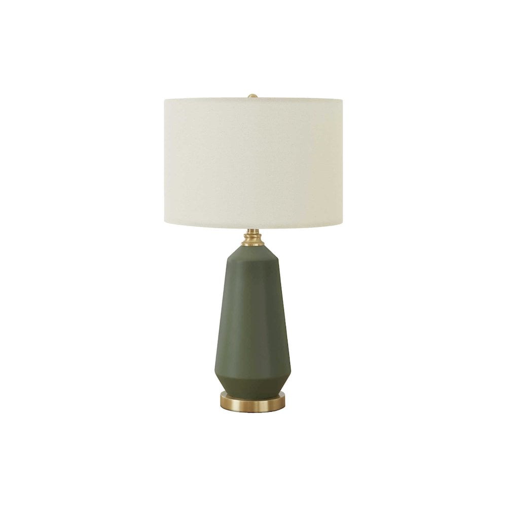 Lighting - 26"h Table Lamp - Green Ceramic - Ivory Shade - Contemporary