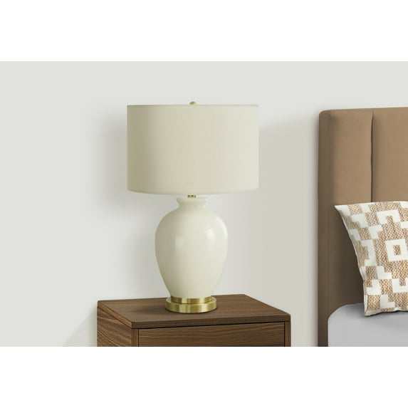 Lighting, 26"H, Table Lamp, Ivory / Cream Shade, Cream Ceramic, Transitional