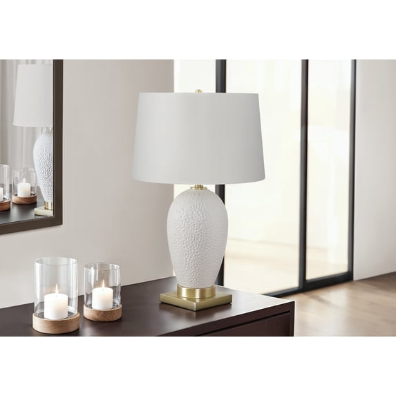 Lighting - 26"h Table Lamp - White Ceramic - Ivory Shade - Transitional