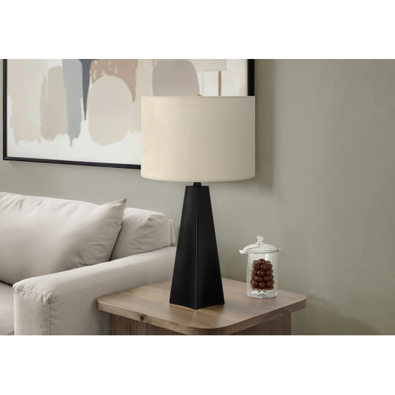 Lighting, 27"H, Table Lamp, Black Resin, Beige Shade, Modern