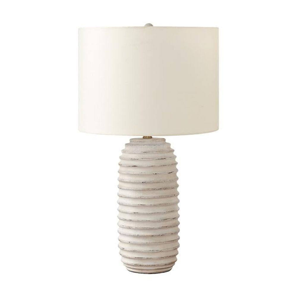 Cream Resin Table Lamp with Ivory Linen Shade, 28"