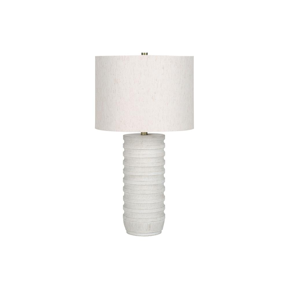 Ivory Resin Table Lamp with Cream Linen Shade and Gold Finial