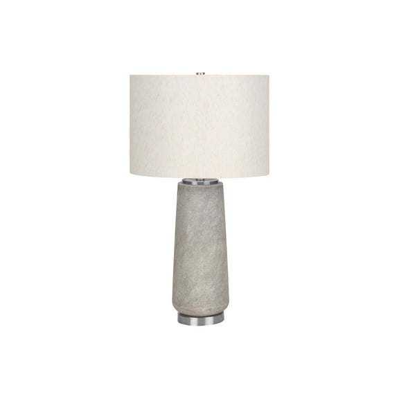 Lighting, 29"H, Table Lamp, Grey Resin, Ivory / Cream Shade, Modern