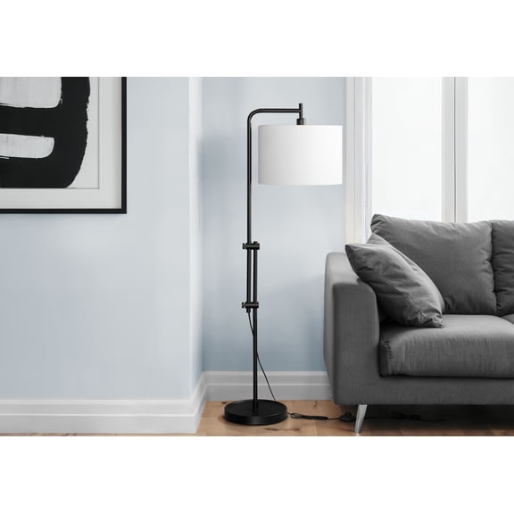 Lighting - 63"H - Floor Lamp - Black Metal - Ivory Shade - Contemporary