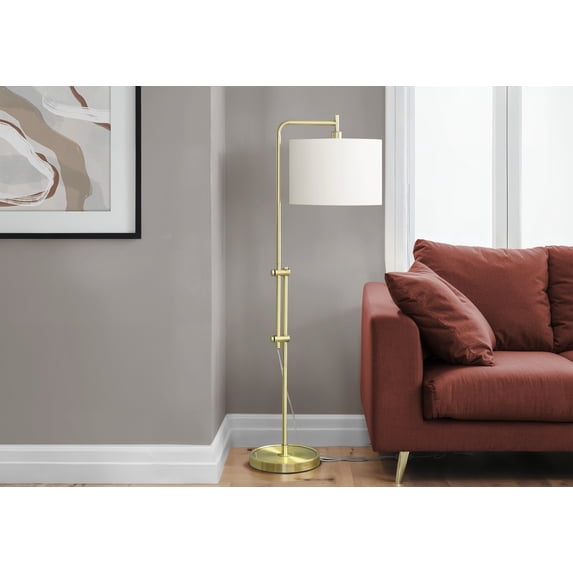 Lighting - 63"H - Floor Lamp - Brass Metal - Ivory Shade - Contemporary