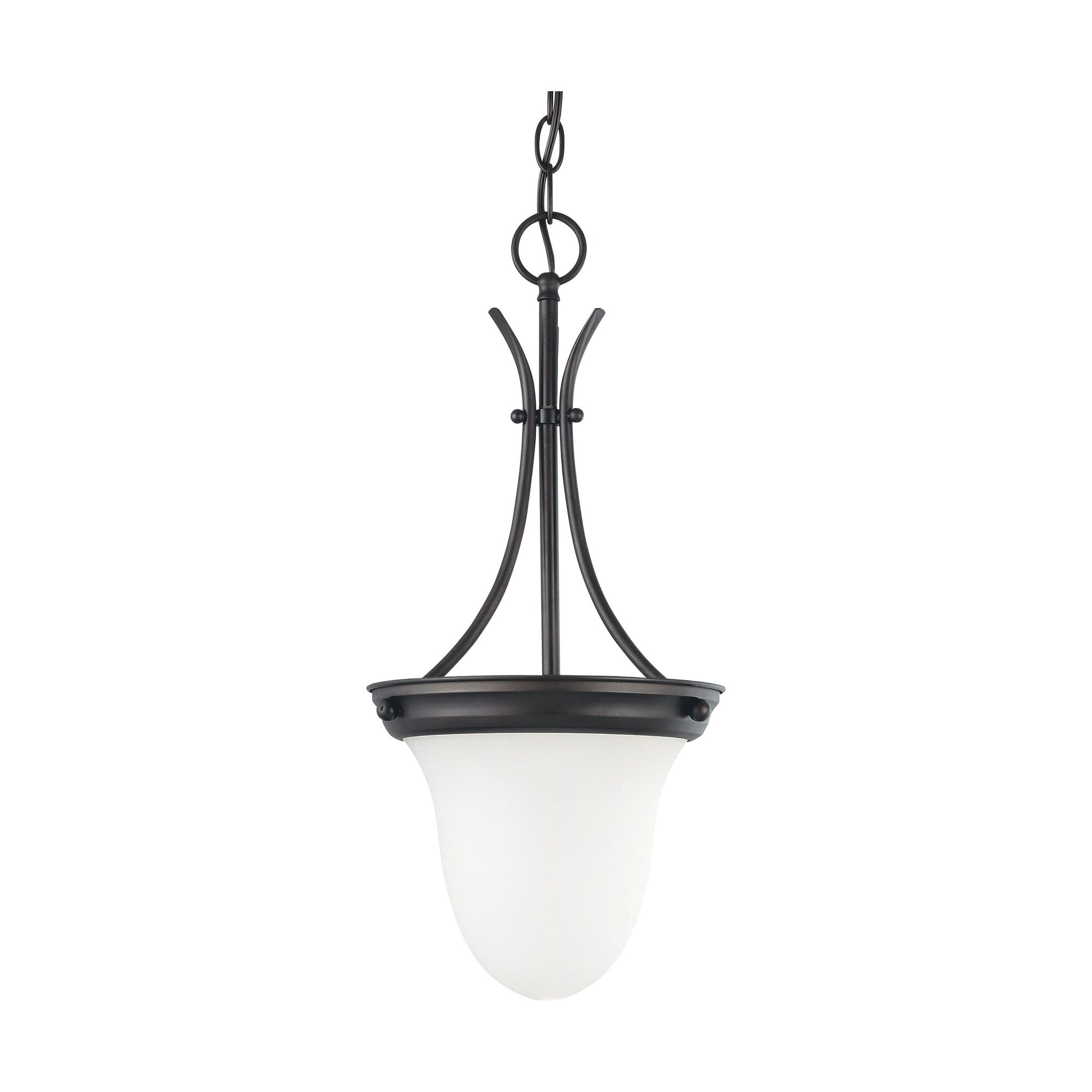 Briton Traditional Lantern Pendant in Mahogany Bronze with Frosted White Glass