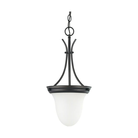 Lighting 63174 - 1 Light (Medium Screw Base) 9.75" Mahogany Bronze Finish with Frosted White Glass Pendant Light Fixture (60-3174)