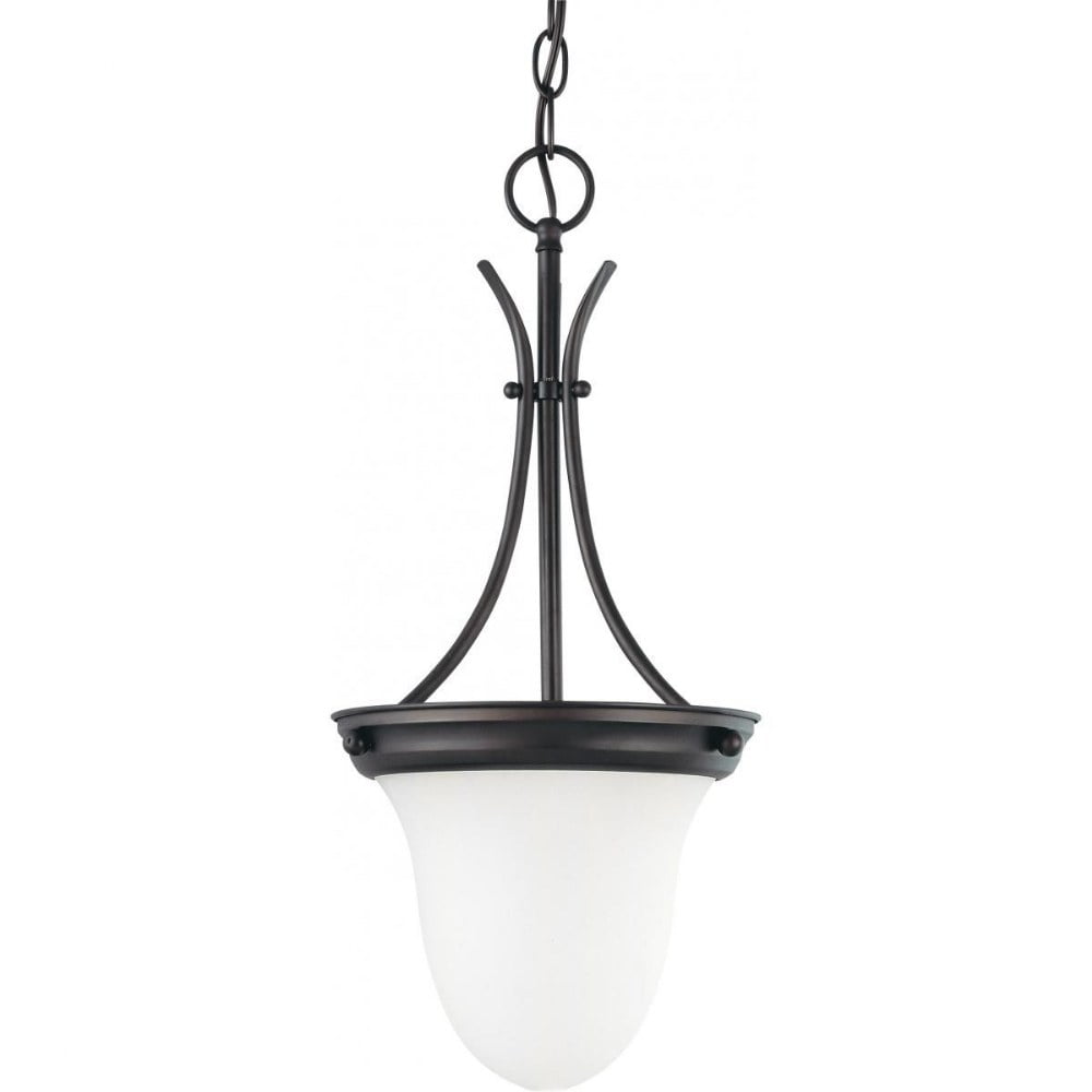 Briton Traditional Lantern Pendant in Mahogany Bronze with Frosted White Glass