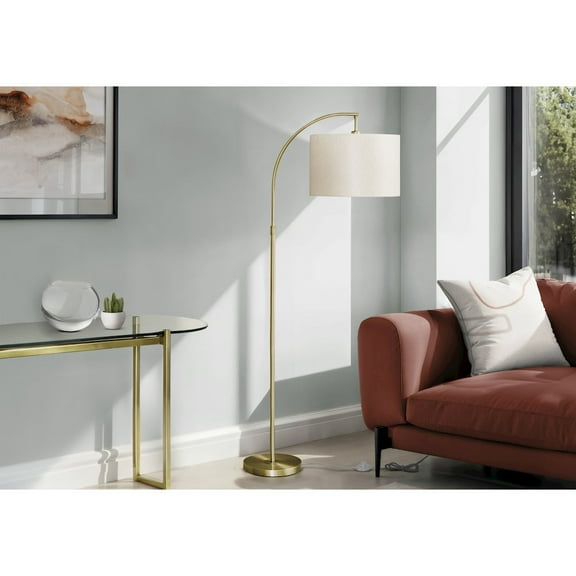 Lighting - 65"H - Floor Lamp - Brass Metal - Ivory Shade - Contemporary