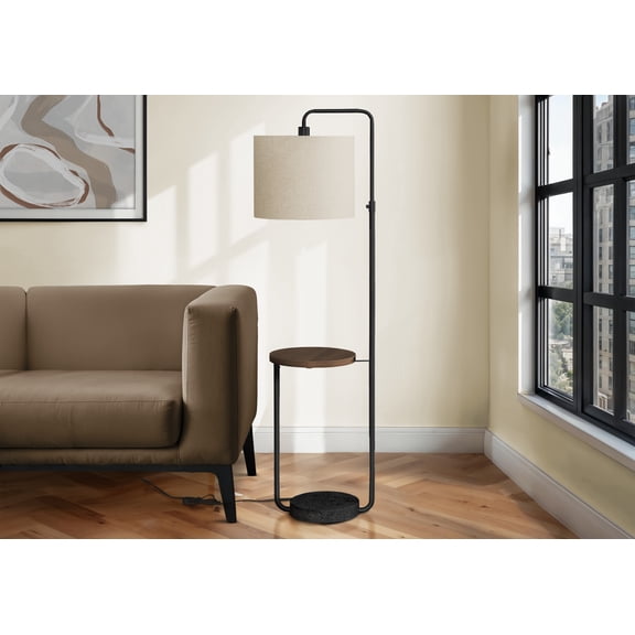 Lighting - 67"H - Floor Lamp - Usb Port Included - Black Metal - Ivory Shade
