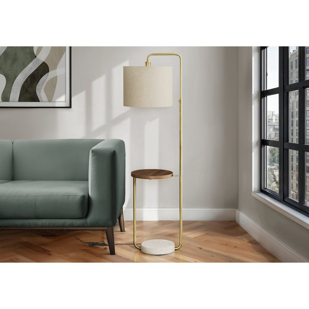 Lighting - 67"H - Floor Lamp - Usb Port Included - Brass Metal - Beige Shade