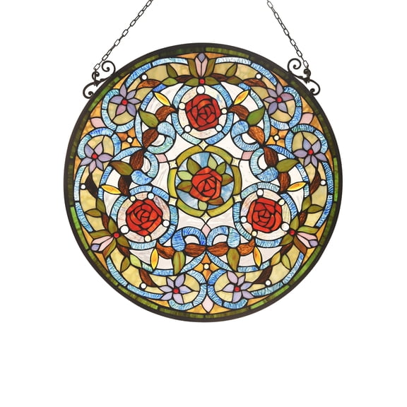Lighting AMARYLLIS Floral Tiffany-glass Window Panel 24" Wide