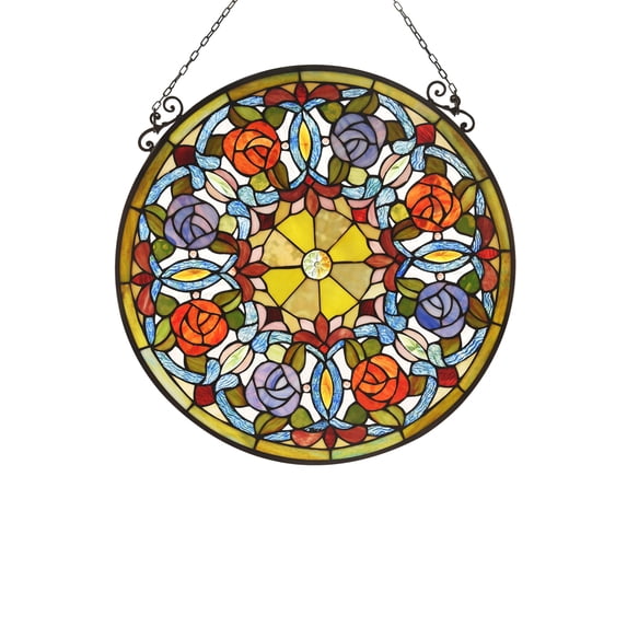 Lighting ANEMONE Floral Tiffany-glass Window Panel 24" Wide