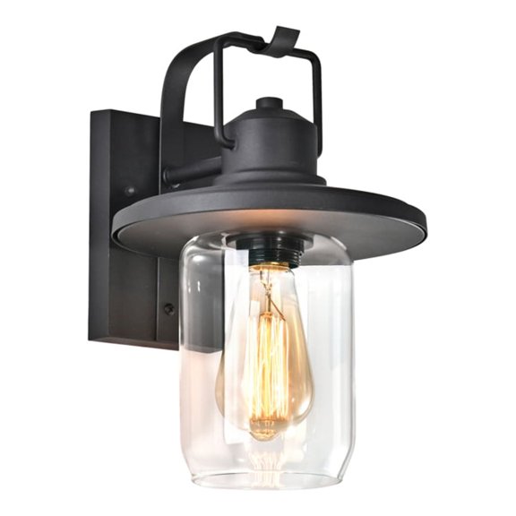 Lighting CHRISTOPHER Transitional 1 Light Textured Black Outdoor Wall Sconce 12" Height