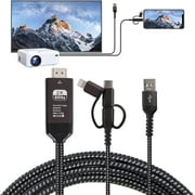 Lighting to Cable Adapter for TV Phone to TV Adapter 2k 60Hz 1080P Digital AV Adapter 3-in-1 Sync Screen Connector Cable Compatible Lighting USB C Micro USB to HDTV Projector Monitor