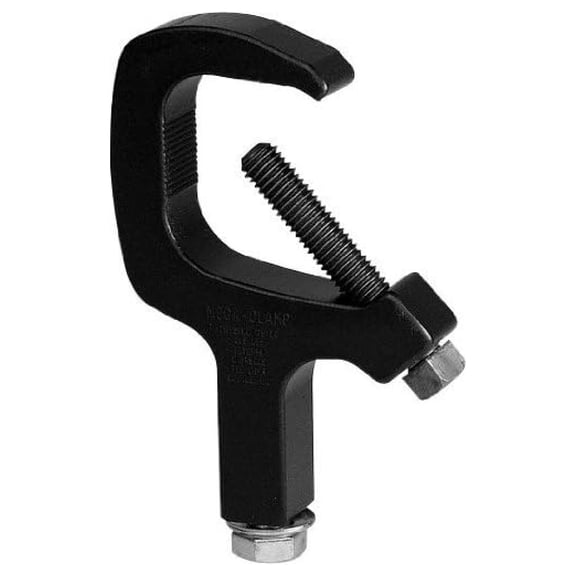 Lighting Clamp - Heavy Duty C-Clamp for Stage & Studio - Black Anodized Aluminum - 1 to 2 Inch Pipe - 600lb Capacity
