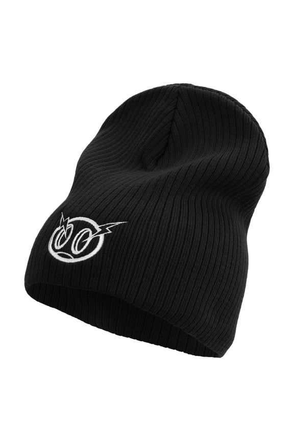 Lighting Face Embroidered Big Size Cotton Short Beanie - Black XL-3XL