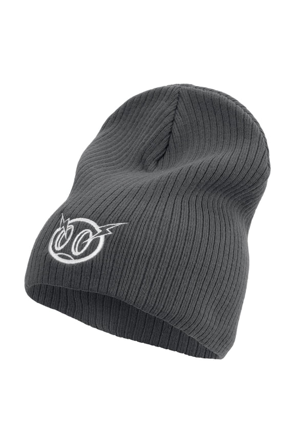 Lighting Face Embroidered Big Size Cotton Short Beanie - Charcoal XL-3XL