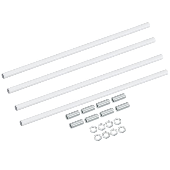 Lighting Fixture Downrods M10 x 15.7'', 4 Set Threaded Extension Rod Lamp Rod Light Fixture Part in Electroplated Iron for Pendant Light Island Lighting Chandelier Indoor, White